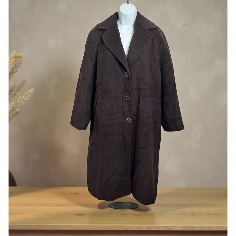 Women's Cinzia Rocca Brown Virgin Wool Coat Sz 10 Pockets Italy Lined Pockets - Picture 1 of 9